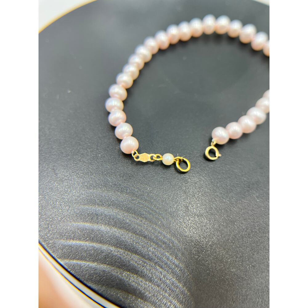 JCM‎ Jacmel 10k Gold Clasp Freshwater Baby Pink Pearl Bracelet 8” - Picture 11 of 11